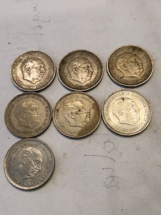 7 Monedas 5 Pesetas Franco 1957