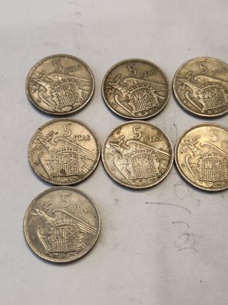 7 Monedas 5 Pesetas Franco 1957