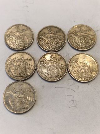 7 Monedas 5 Pesetas Franco 1957