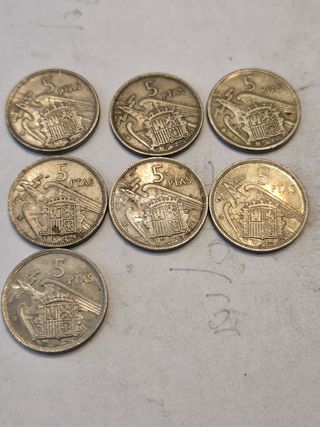7 Monedas 5 Pesetas Franco 1957