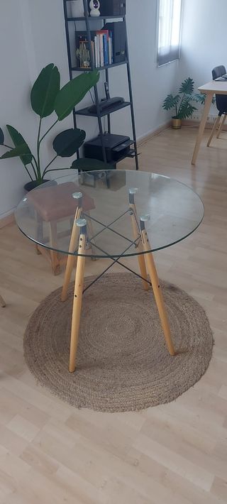 Mesa cristal madera - Moderna