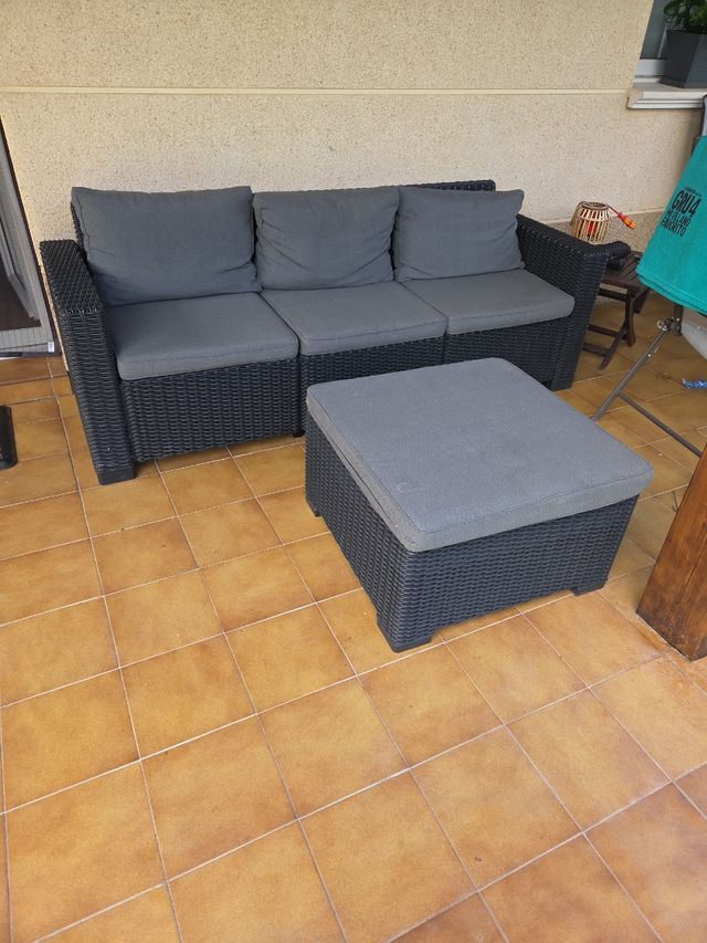 Chaiselongue ratán exterior - gris oscuro