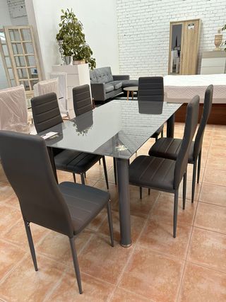Mesa Comedor 6 Sillas GRIS - Nuevo 