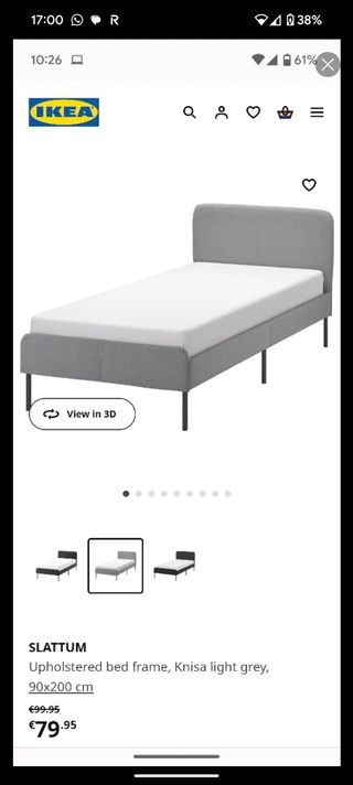 Cama SLATTUM - Gris Claro - IKEA (con colchón)