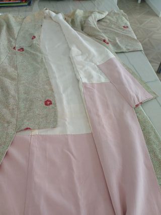 Kimono vintage Japón - beige, rojo