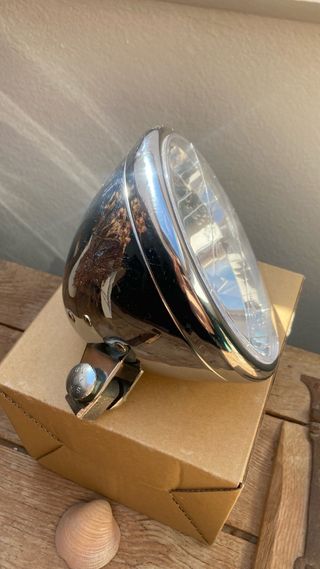 Faro delantero HOMOLOGADO moto clásico cromado.