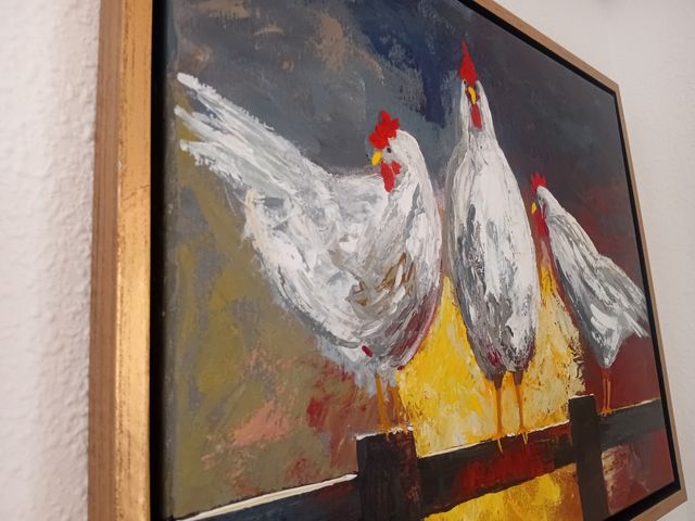 Cuadro 3 Gallinas - Arte Acrílico