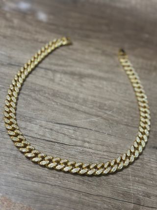 Collar Cadena Cubana Oro Y Diamantes