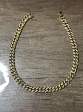 Collar Cadena Cubana Oro Y Diamantes