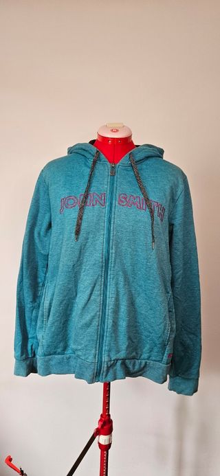 Sudadera John Smith - Azul con letras Rosa fucsia