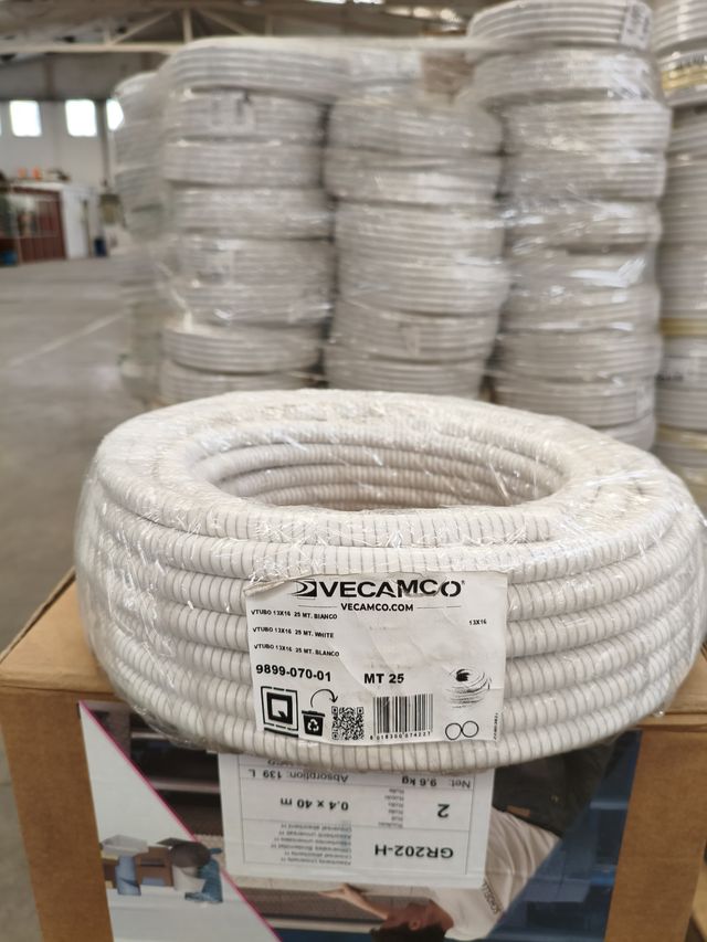 Tubo corrugado PVC 13x16mm blanco 25m