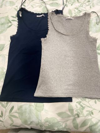 2 Camisetas Tirantes - Azul y Gris