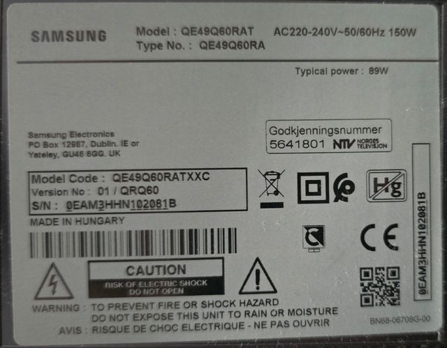 TV Samsung 49" - Pantalla rota