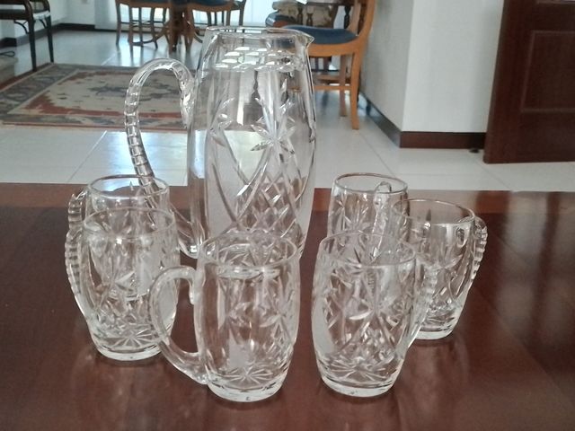 Juego jarras cristal vintage