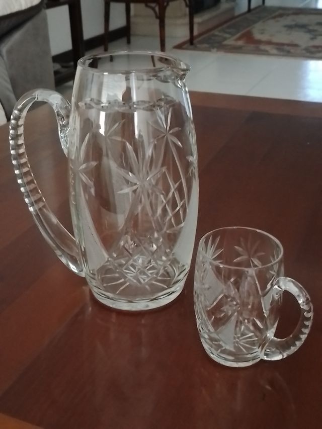 Juego jarras cristal vintage