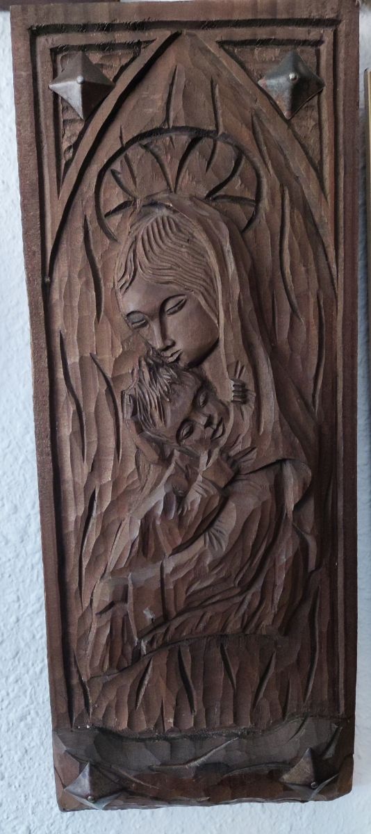 Relieve Virgen con Niño - Madera