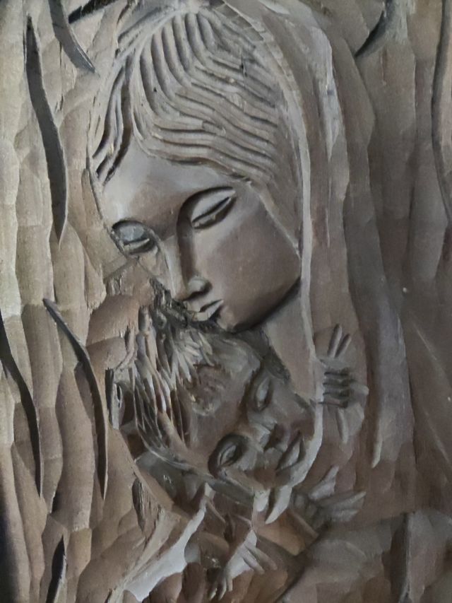 Relieve Virgen con Niño - Madera