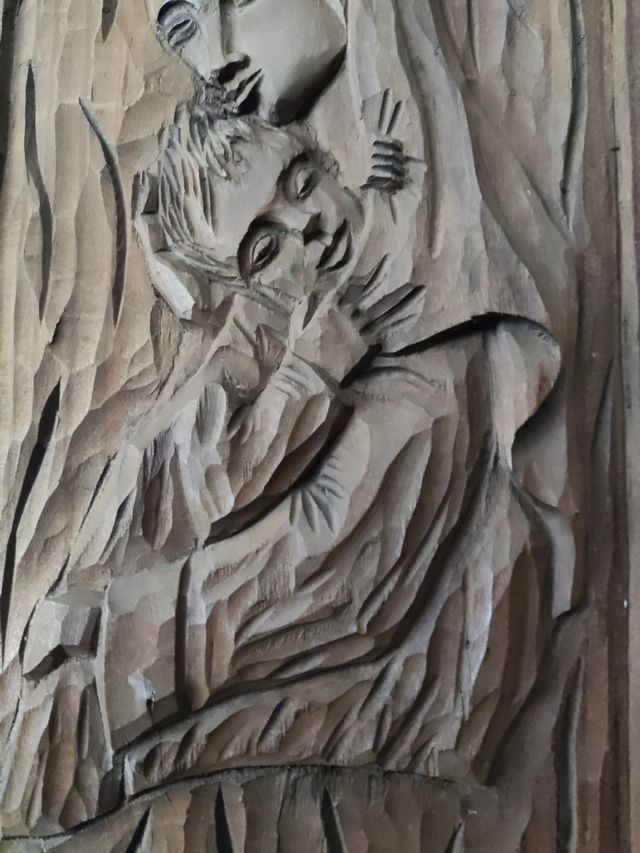 Relieve Virgen con Niño - Madera