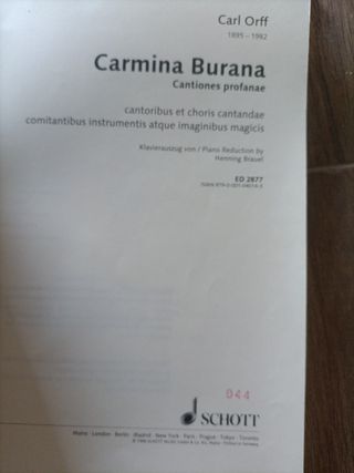 Partituras Carmina Burana - Carl Orff originales