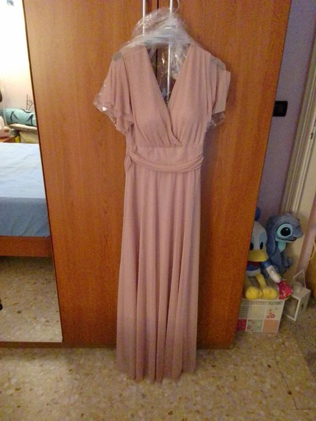 Abito lungo sposa nuovo rosa