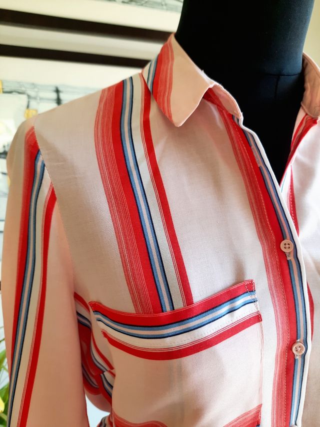 Camisa rayas Stradivarius rosa-rojo