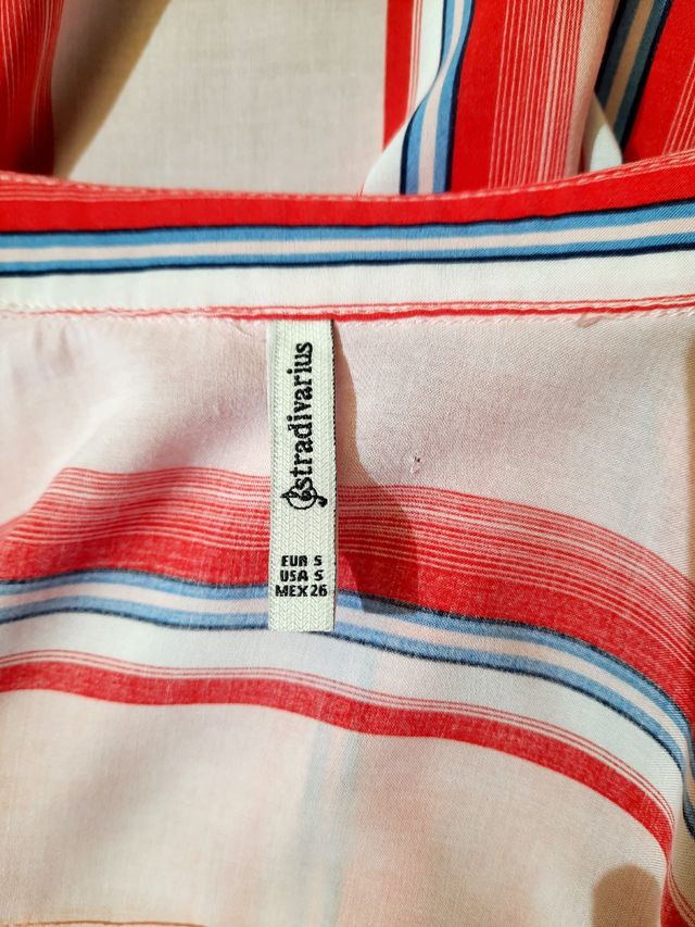 Camisa rayas Stradivarius rosa-rojo