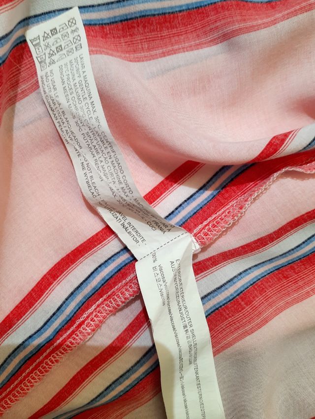 Camisa rayas Stradivarius rosa-rojo