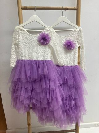 Vestidos niña - Lila y blanco