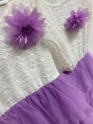 Vestidos niña - Lila y blanco