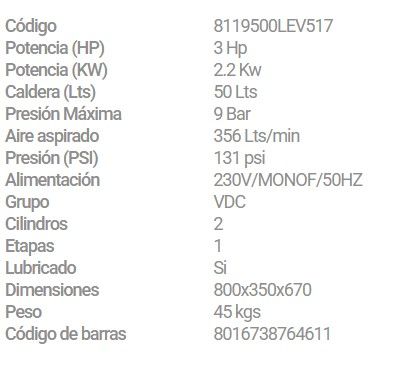 Compresor en V 3HP, GRAN CAUDAL: 350 ltrs/min