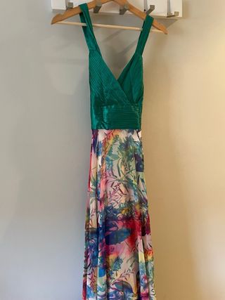 Vestido largo fiesta - verde, multicolor