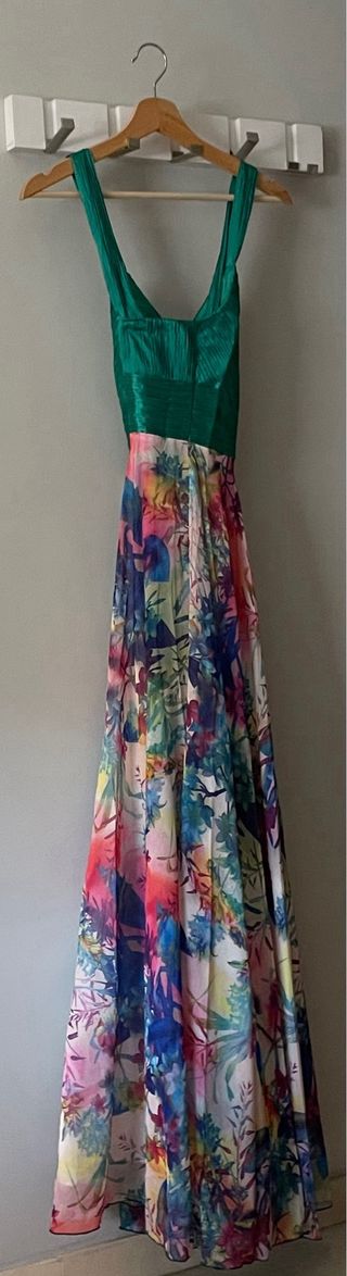 Vestido largo fiesta - verde, multicolor