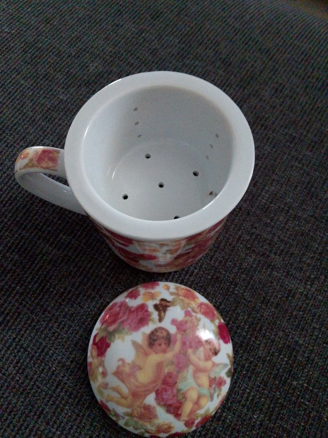 Tazza Infusore Ceramica Fiori