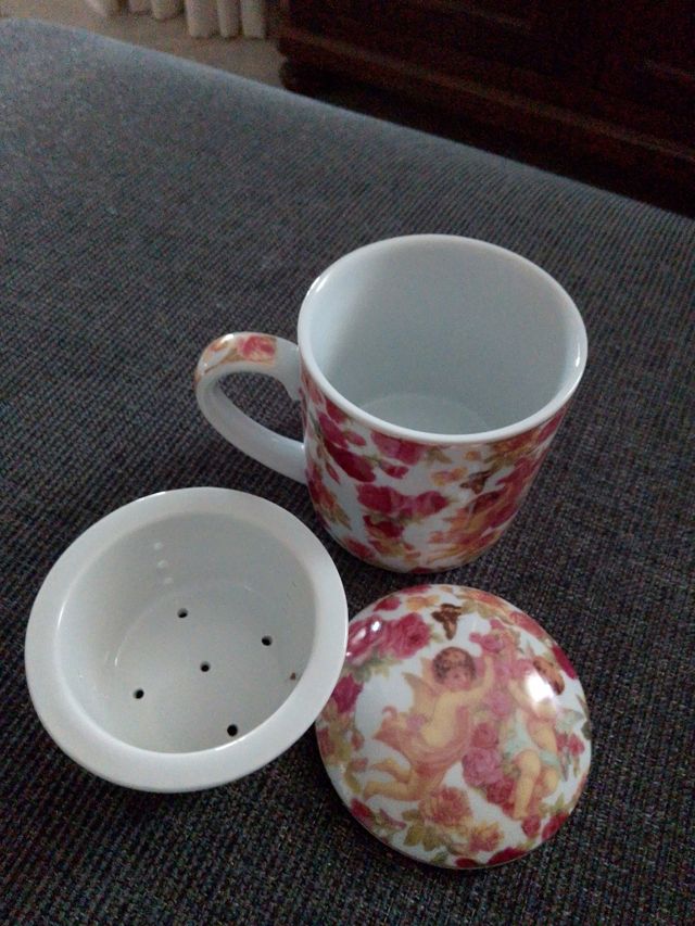 Tazza Infusore Ceramica Fiori