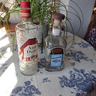 2 bottiglie di anice retrò e vinaccia