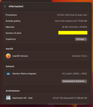 MacBook Air 13" 2018 i5-16GB-500GB