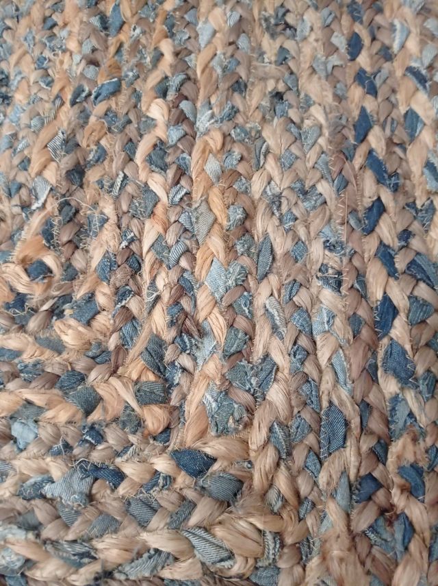 Alfombra yute algodón - beige/azul 93×160 cm