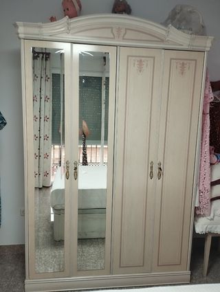 Dormitorio completo beige con cama 1.50m