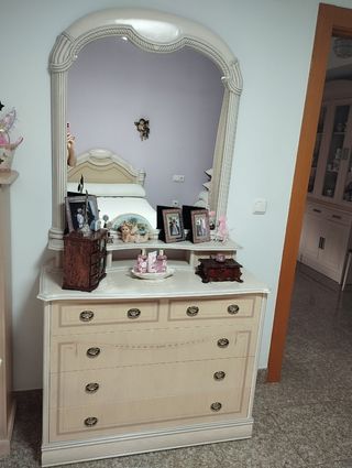 Dormitorio completo beige con cama 1.50m