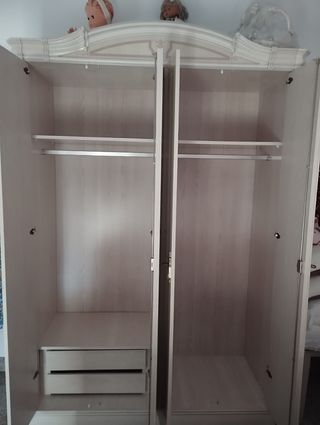 Dormitorio completo beige con cama 1.50m