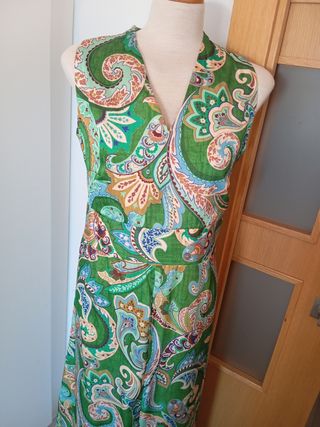 Vestido largo Zara estampado verde XL