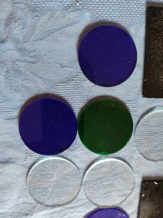 Vetri colorati: 10 pezzi tondi e rettangolari