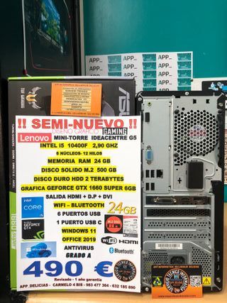 Torre Gaming Lenovo i5 24GB ram  gtx 1660 w11