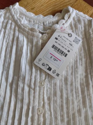 Blusa Zara blanca niña 6-7