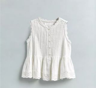 Blusa Zara blanca niña 6-7