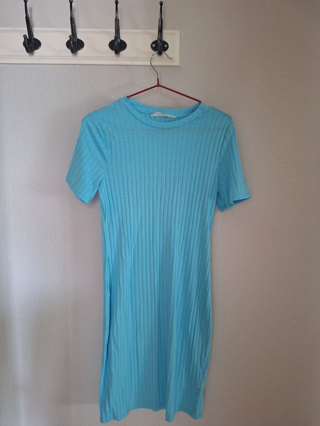 Vestido azul canalé