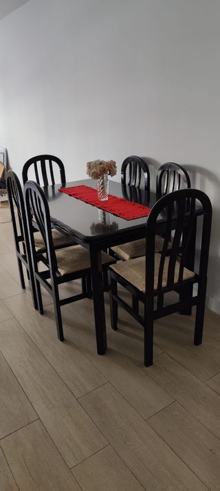 Mesa Comedor Negra 6 Sillas