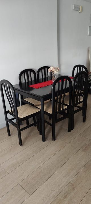 Mesa Comedor Negra 6 Sillas