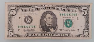 Billete 5 dólares 1995 - Serie B