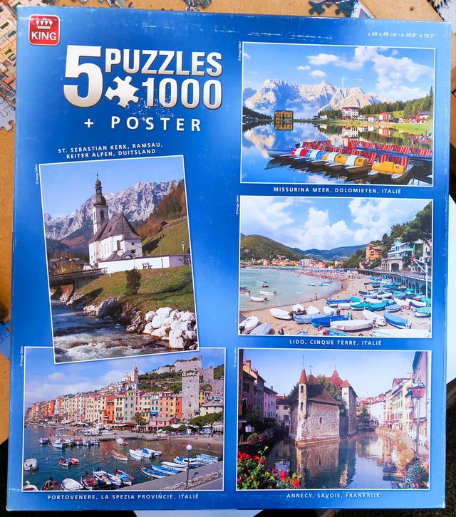 Caja de 5 puzzles de Europa completos marca King